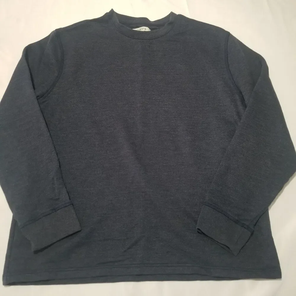 Orvis Mens Long Sleeve Textured Crew Neck Sweatshirt Navy Blue Size L